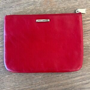 Rebecca Minkoff Erin-Nordy Girl Red Leather Zip Pouch Purse Clutch-Gold Hardware